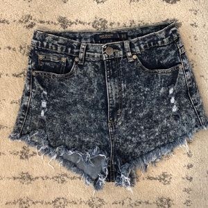 High waisted distressed shorts